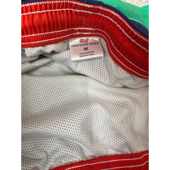 Vineyard Vines Swim Trunks Mens Medium Colorblock Shorts w/ Elastic Waist Lined - Picture 4 of 14